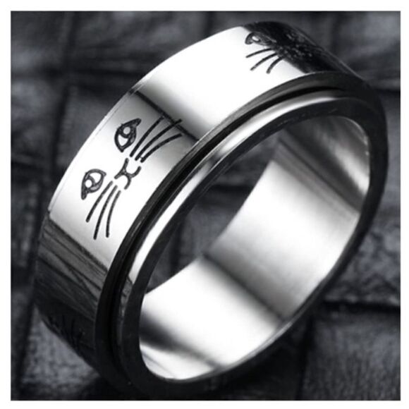 Cat Meditation Anxiety Fidget Spinner Ring - Picture 4 of 7